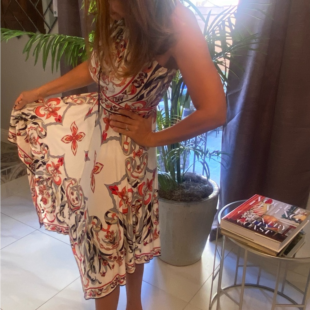 Boston Proper White and Red Maxi Dress